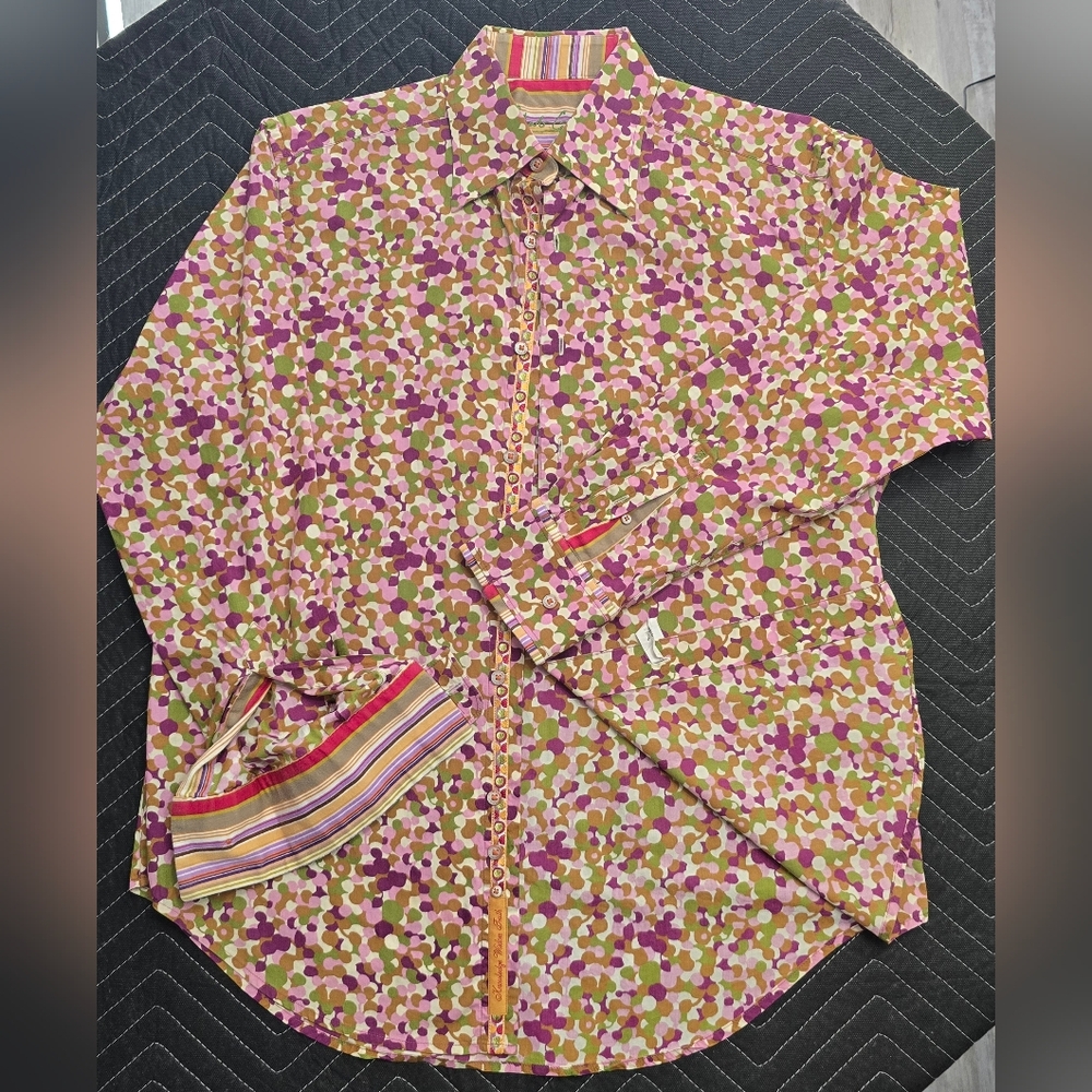Vintage Robert Graham Purple and Green Patterned Shirt
